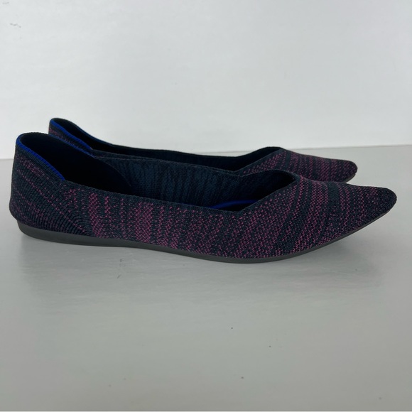 ROTHY’S The Point Magenta Heather Purple Blue Pointed Toe Slip On Flats Sz 9.5 - Picture 4 of 15